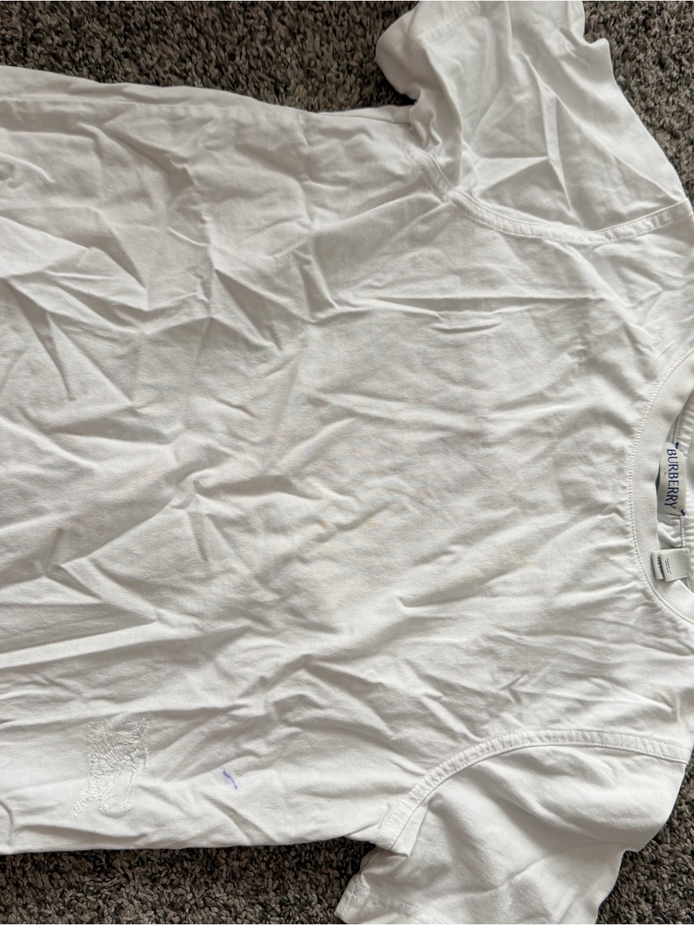 (STAINED) Burberry Kids White Crew Neck Short Sleeve Tee